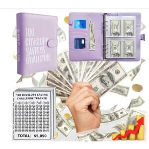 100 Envelope Money Saving Challenge Binder & Budget Planner Pre-Numbered